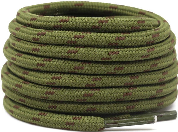 GRAH SANGRAH® (2 Pair) Shoelaces for Hiking Shoes, Outdoor Walking Sneakers, Outdoor Hiking, Climbing, Basketball, Work Boot, Running , Sport Shoes - 120 cm, Army Green Brown
